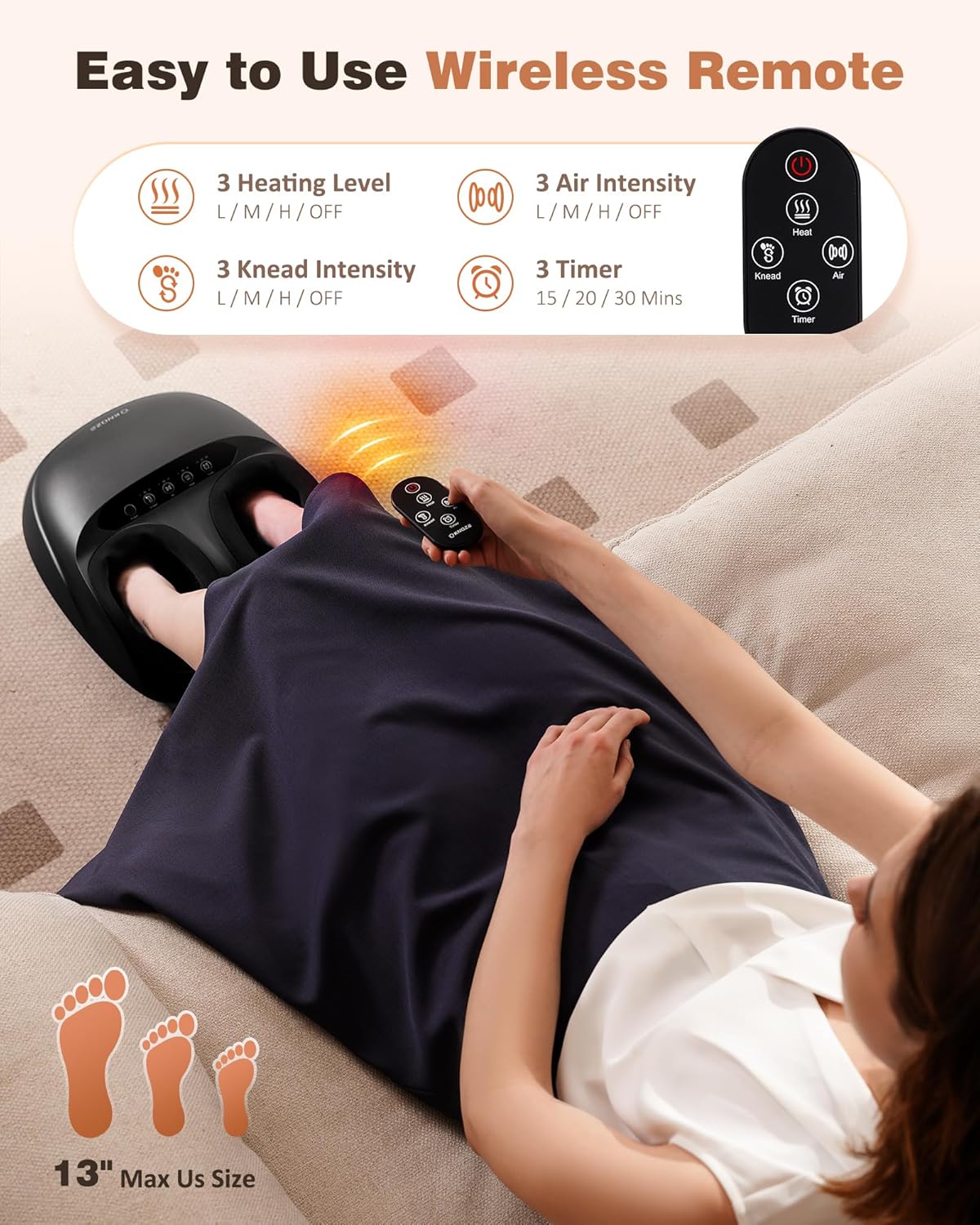 KNQZE Shiatsu Foot Massager with Heat and Compression, Deep Kneading Foot Massage for Plantar Fasciitis Relief, Remote Control, Multi Massage Modes, Auto Shut-Off Timer, FSA Eligible, Mothers Day gift